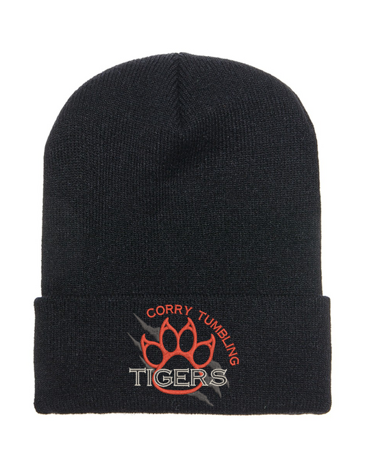 Tumbling Tigers Knit Beanie - Embroidered Design