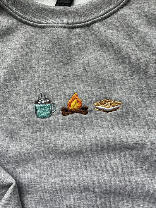 Tiny Icon Embroidered Camping Crewneck