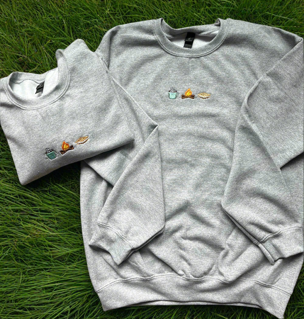 Tiny Icon Embroidered Camping Crewneck